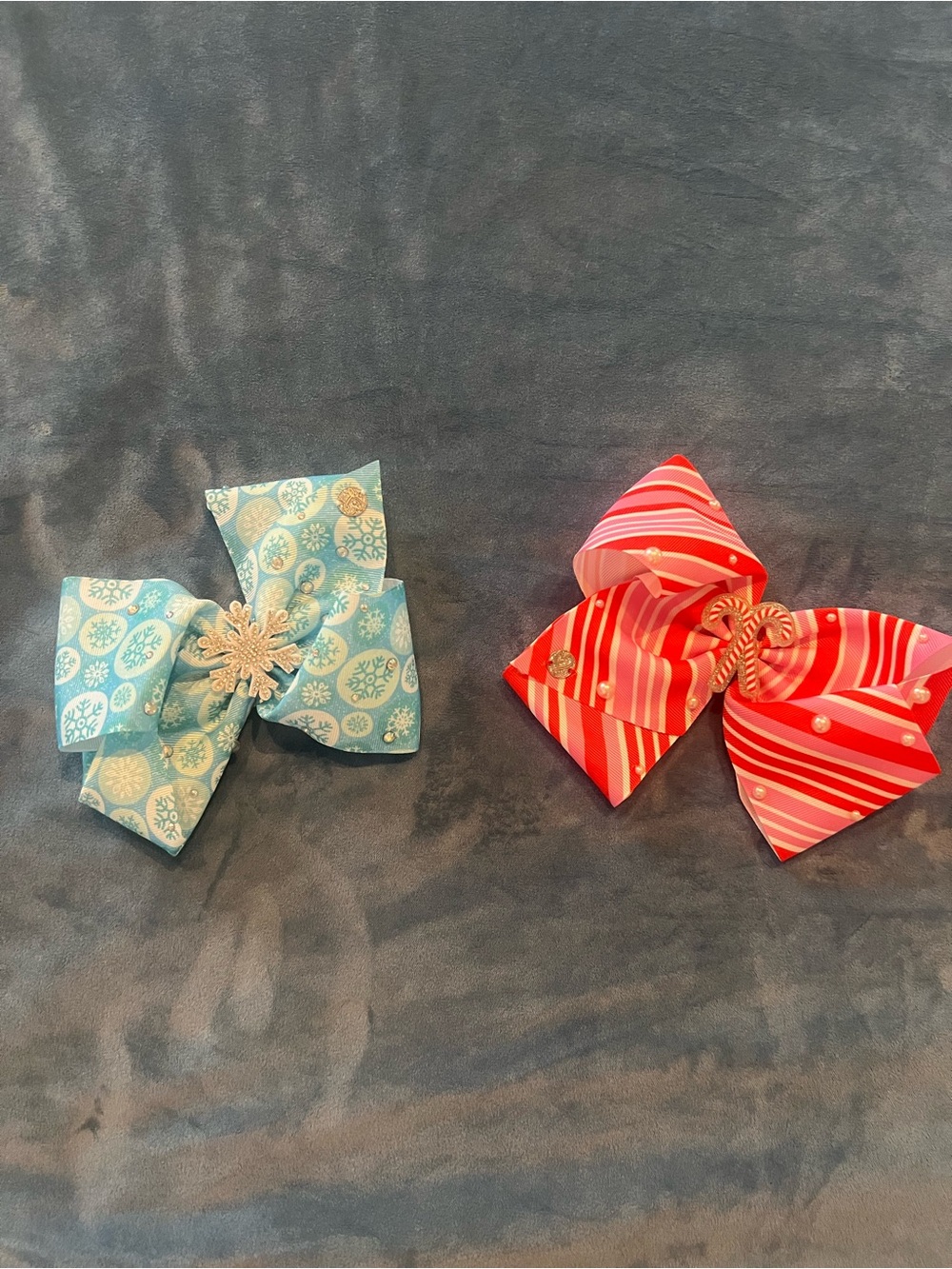 Jojo Siwa Holiday Hair Bow Set - Blue Snowflake & Red Candy Stripe